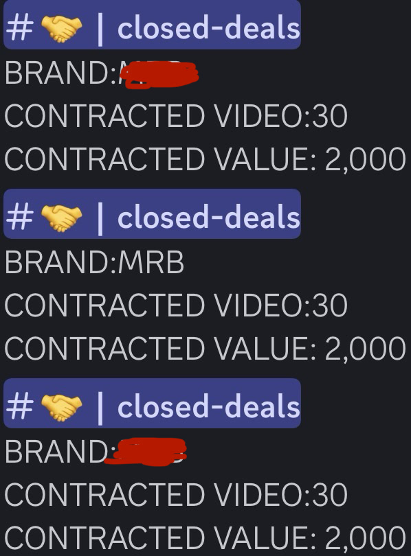 Closed deal — $2,000 × 3