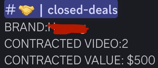 Closed deal — $100
